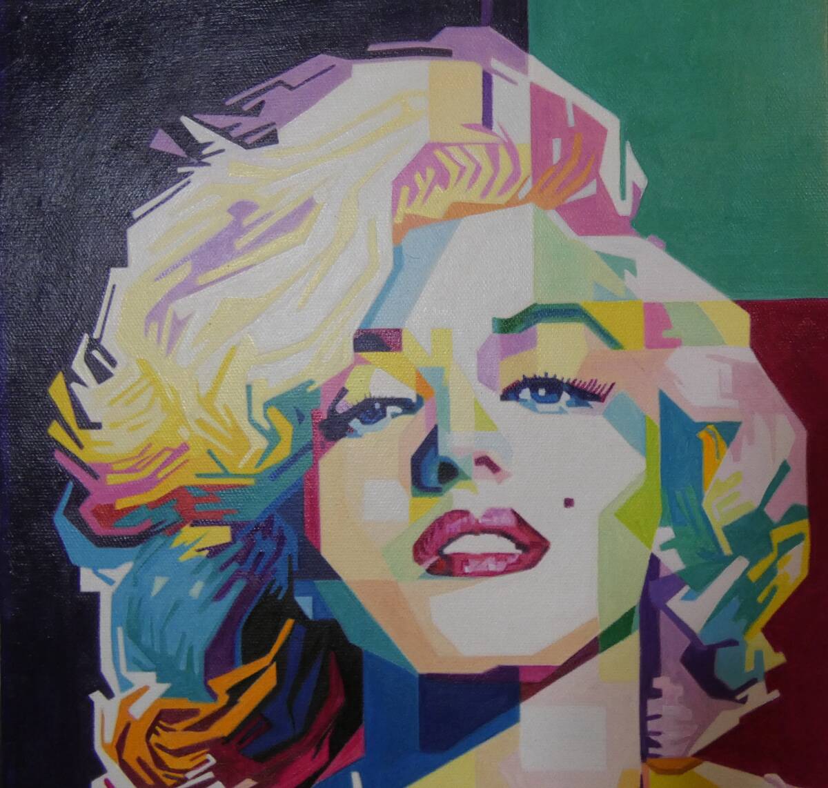 アメリカ油彩 　　人物画 　 ●　アンディ・ウォーホル 【Marilyn Monroe】裏サイン有/ 人気作品●額装 F6_画像3