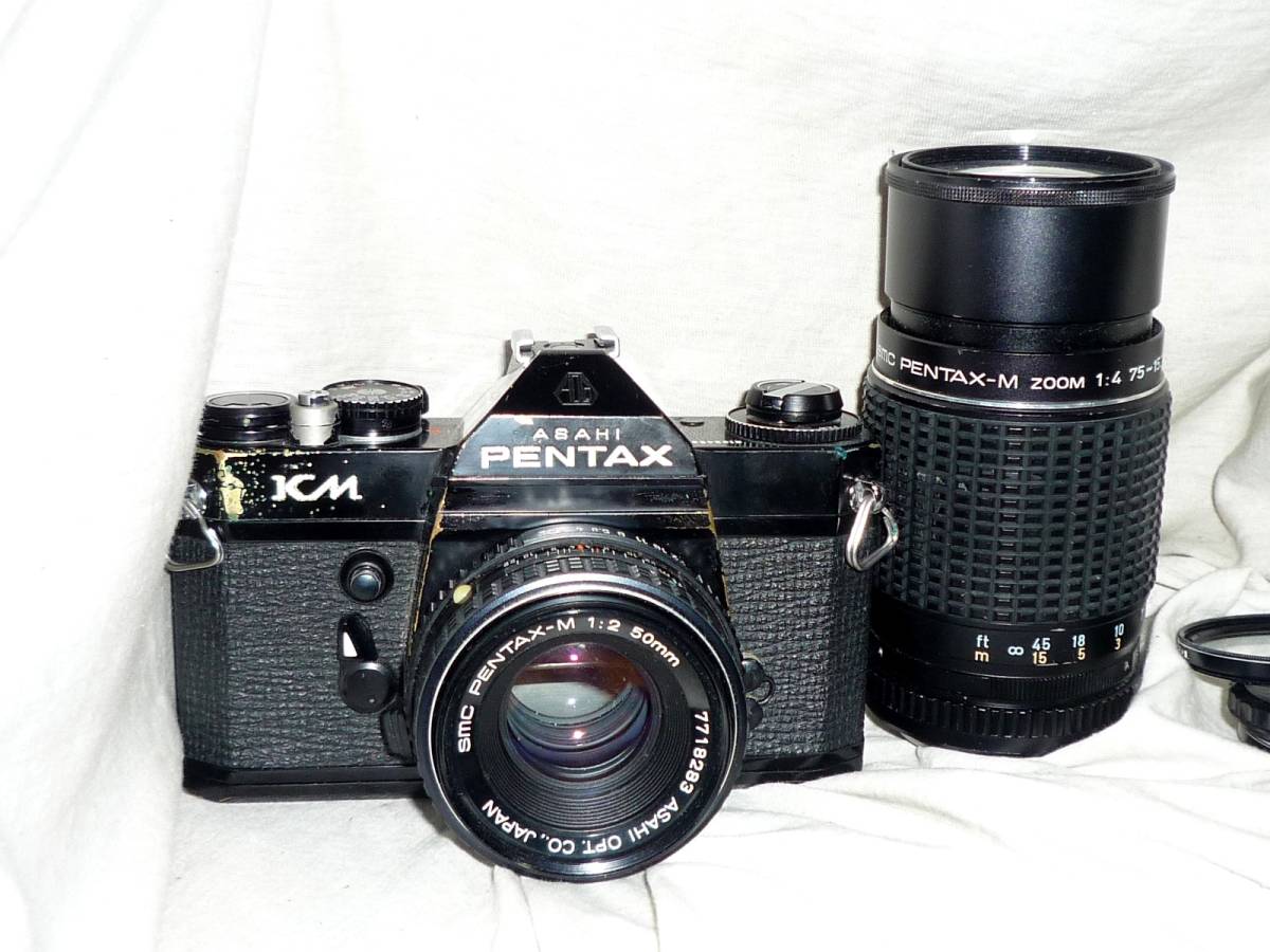 PENTAX KM（smc PENTAX-M 1:2 50mm・1:4 75-150mm付)動作品_画像1
