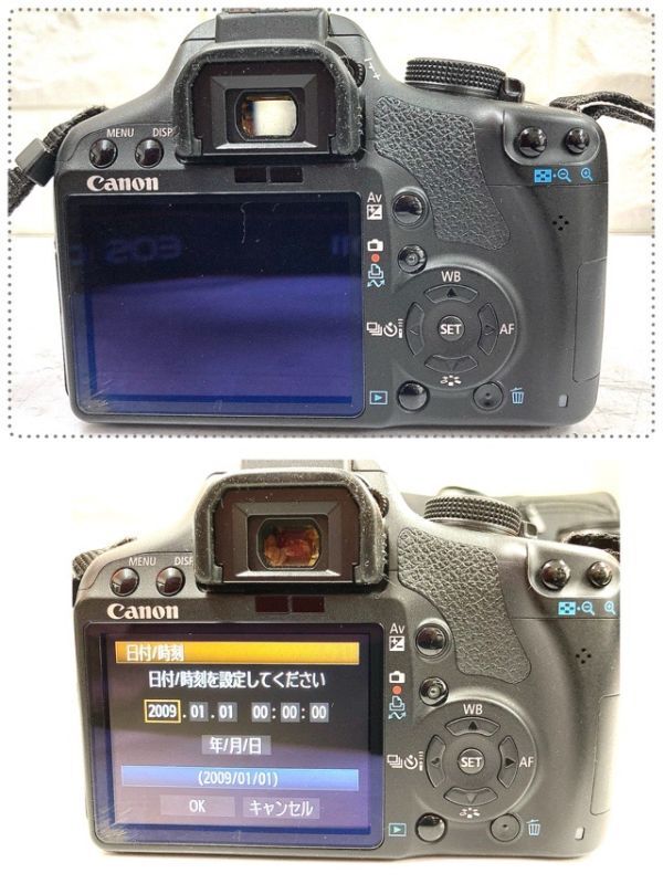 Canon キヤノン EOS kiss X3 一眼レフ デジタルカメラ+ZOOMレンズEF-S 18-55mm 1:3.5-5.6IS+55-250mm 通電 撮影 消去等確認済 fah 2A741_画像8