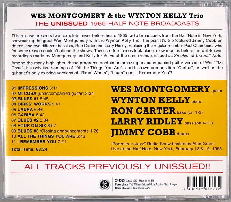 (CD) Wes Montgomery & Wynton Kelly 『The Unissued 1965 Half Note Broadcasts』 輸入盤 ウェス・モンゴメリー ウィントン・ケリー_画像2