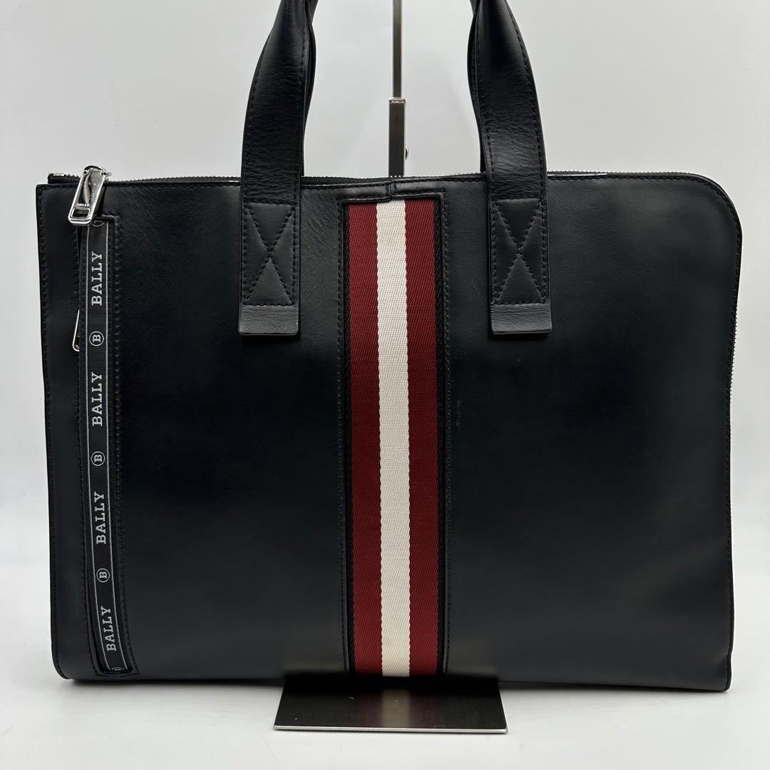 近年モデル 極美品 2way BALLY バリー Henri メンズ ビジネスバッグ 斜め掛け ストライプ トレスポ ショルダー レザー 本革 黒 ブラック_画像3