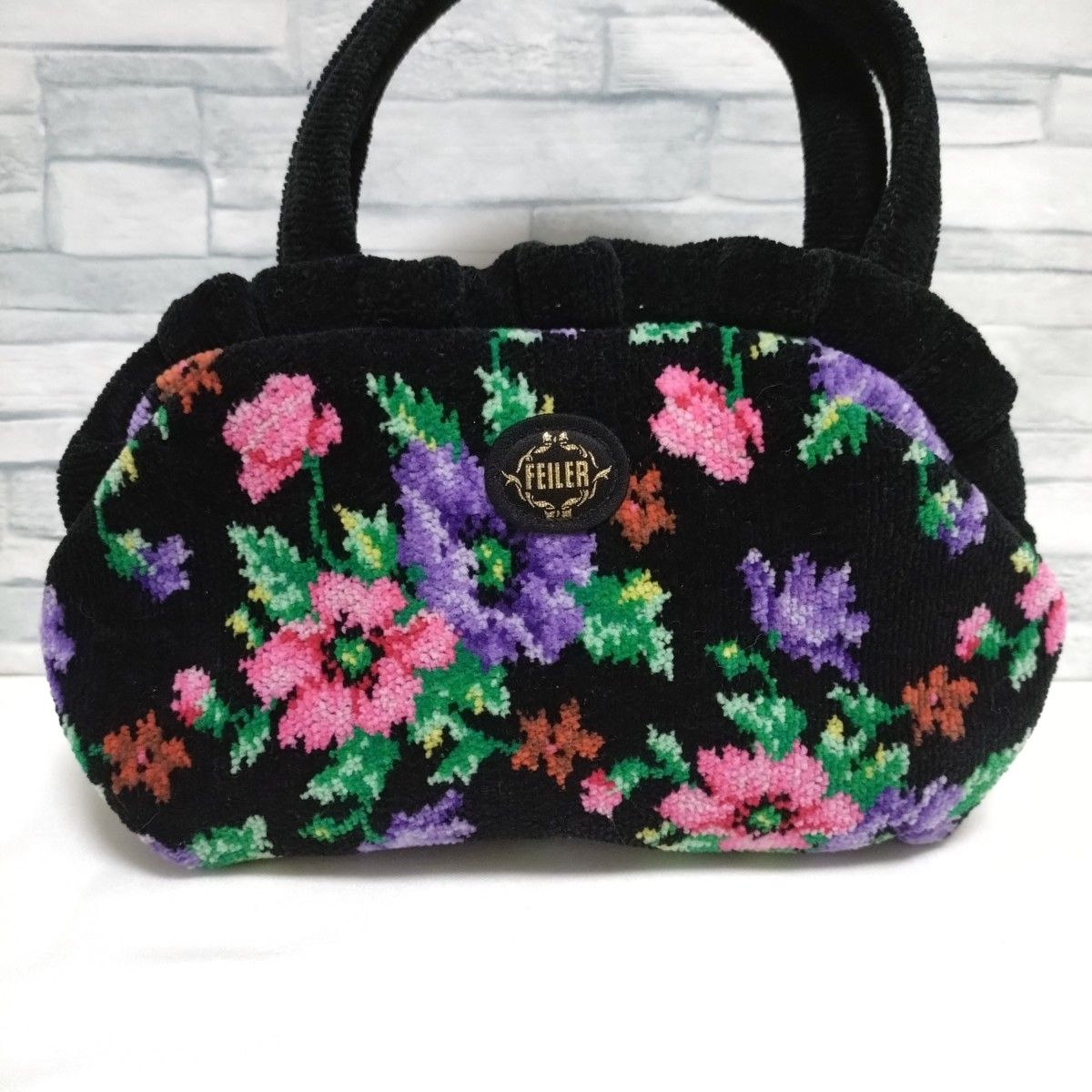 FEILER フェイラー ハンドバッグ 丸型 花柄 ブラック レディース FEILER フェイラー ハンドバッグ 丸型 花柄 ブラック レディース