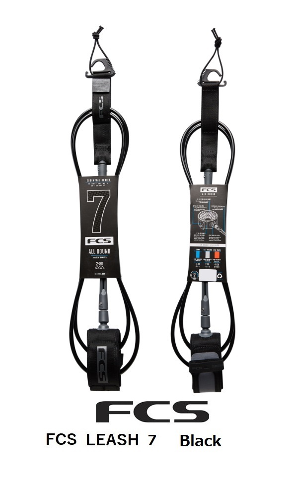 送料無料（一部除く）▲FCS ALL ROUND Leash 7ft　BLACK (新品)リーシュコード_画像2