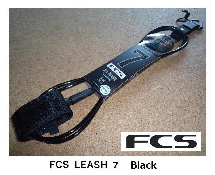 送料無料（一部除く）▲FCS ALL ROUND Leash 7ft　BLACK (新品)リーシュコード_画像1