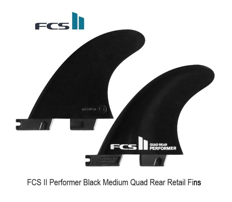 送料無料▲FCS II Performer Black Medium Quad Rear Retail Fins 新品_画像1