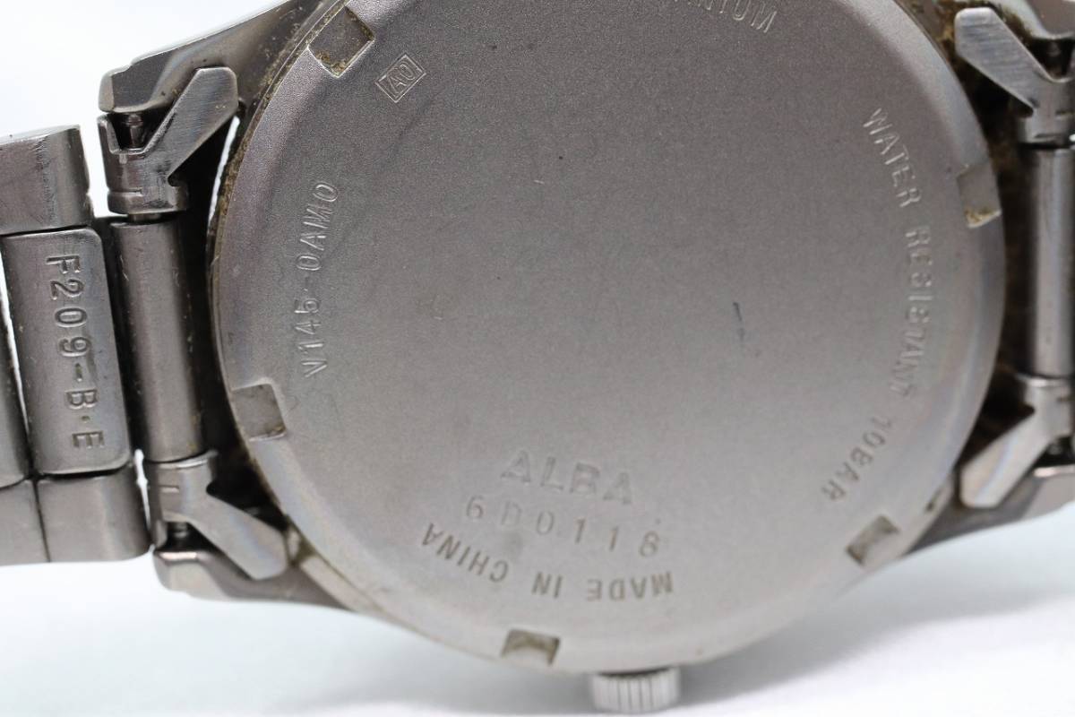 【W152-177】動作品 SEIKO ALBA セイコー アルバー チタニウム ソーラー 腕時計 V145-0AM0 メンズ【送料全国一律380円】_画像8