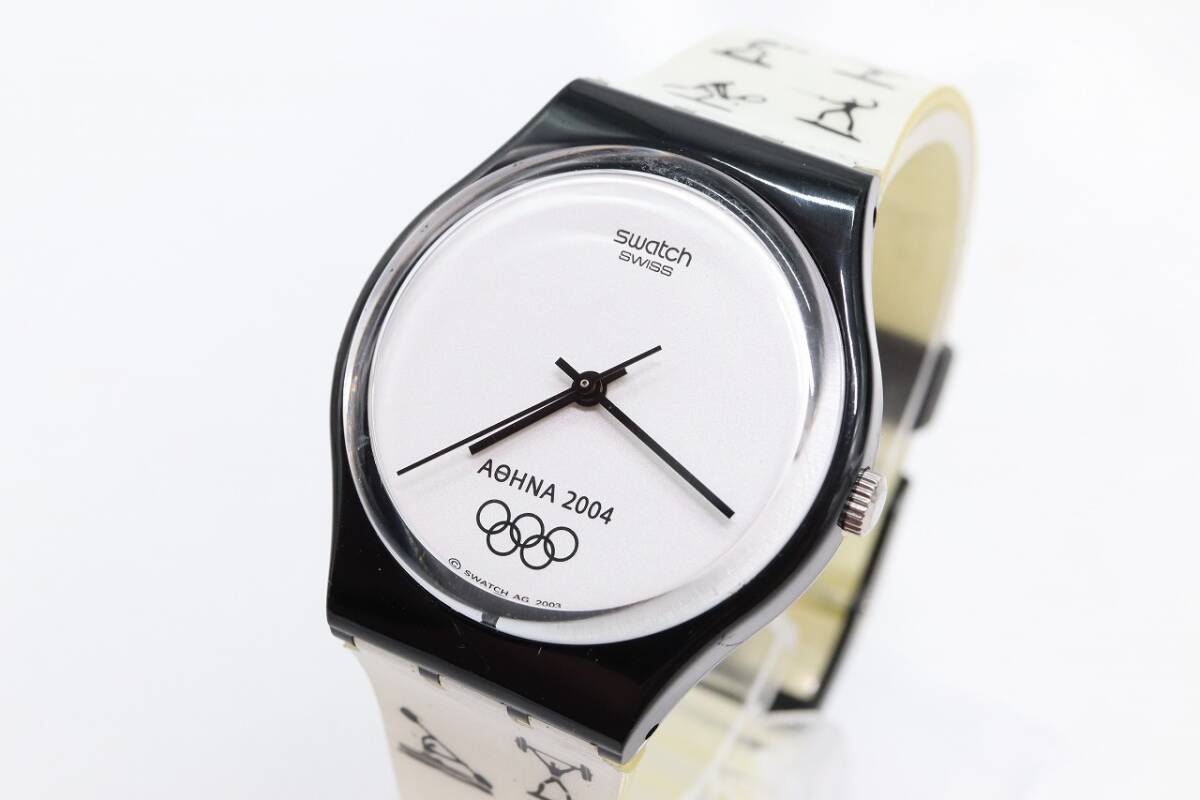 【W126-297】動作品 電池交換済 Swatch スウォッチ SWISS AOHNA アテネ五輪 オリンピック 2004 NHK 腕時計 メンズ【送料全国一律185円】の画像1