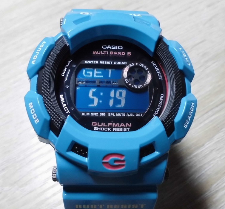 Изысканный! Стоимость доставки 300 иен ~! Casio G-Shock GW-9100BL-2JF Глянцевая краска Мужчины в Земля Синий Радио Солнечный Gulfman G-SHOCK GULFMAN