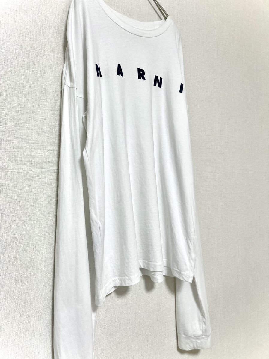 マルニ　marni ロゴプリント　ロングスリーブ　tシャツ 長袖　メンズ　トップス　44 ロンTクルーネック カットソー ホワイト