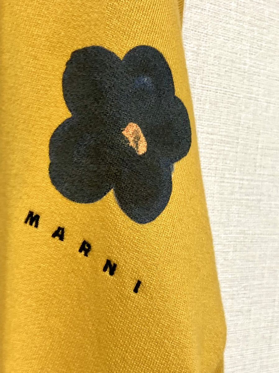 マルニ　marni メンズ　デイジープリント　花柄　フラワー　ビッグシルエット　パーカー　スウェット　ロゴ　フード　リブ　イエロー　44