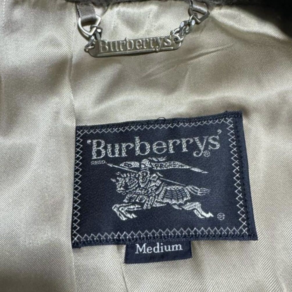 95 美品/XL相当●BURBERRY バーバリー メンズ 中綿 ロングコート チェスターコート ラムウール ムートン調 ファー ブラウン キャメル_画像8