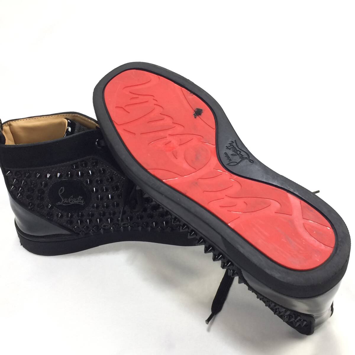 Christian Louboutin/クリスチャン ルブタン PARIS Louis Spikes スパイクスタッズ レースアップ ハイカットシューズ スニーカー41=26.5cm_画像8