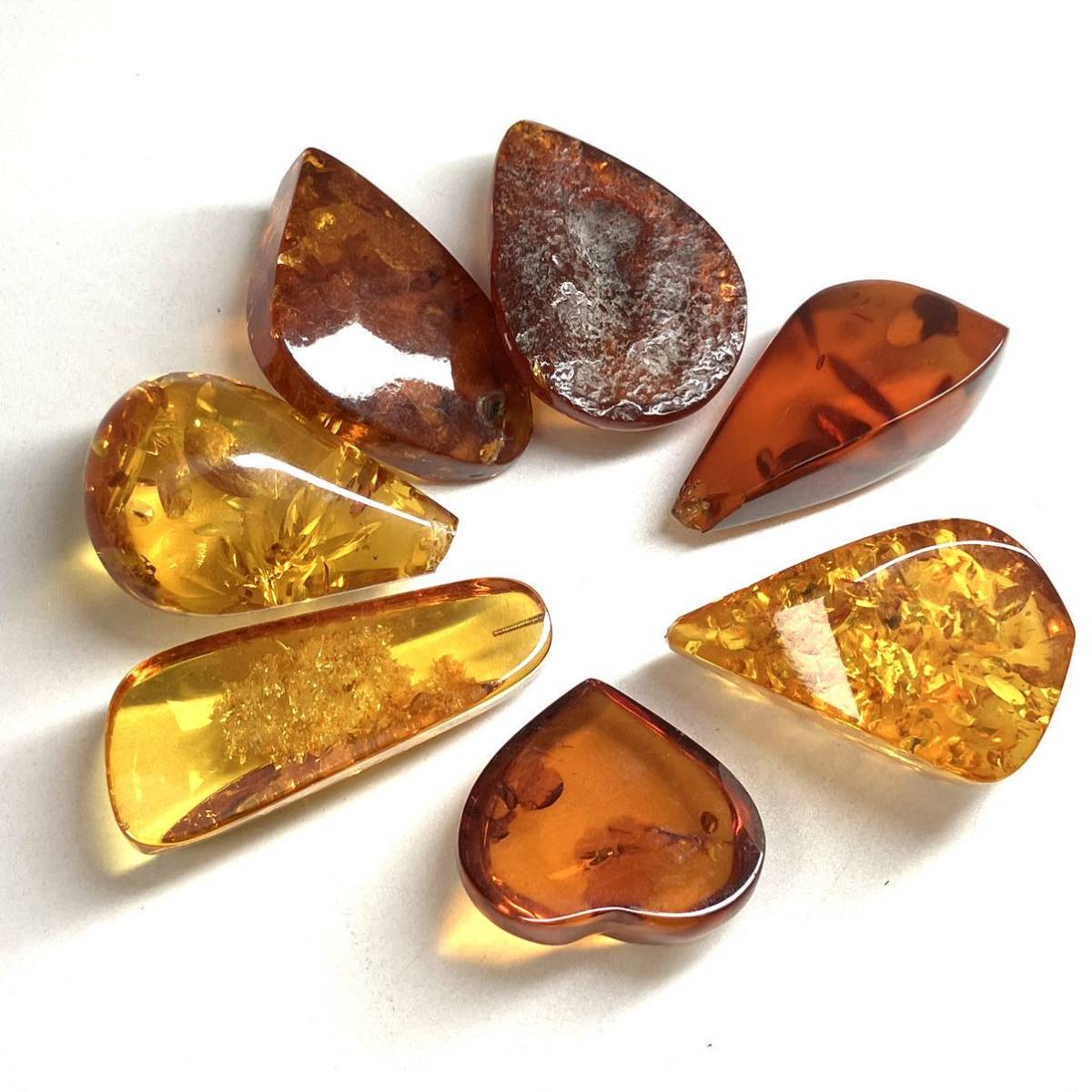 ［琥珀7点おまとめ 200ct］m 重量約40.0g ルース 裸石 宝石 ジュエリー jewelry アンバー こはく amber コハク _画像5