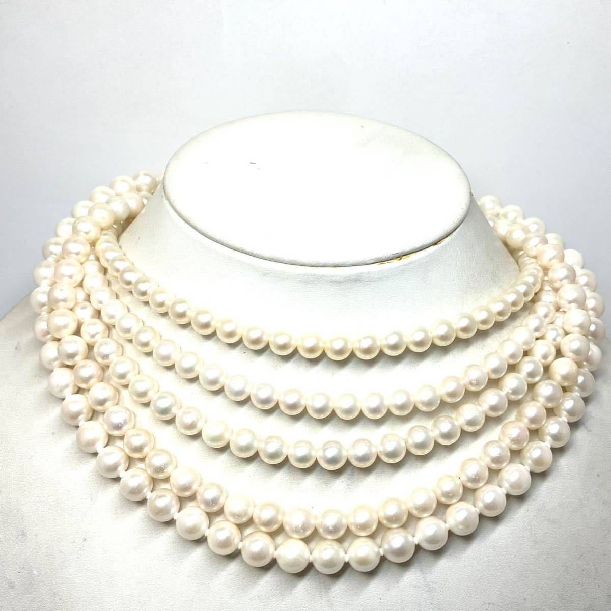 ［アコヤ本真珠ネックレス5点おまとめ］m 重量約159g 約6.0~8.0mm珠 真珠 パール pearl necklace accessory jewelry silver DA0_画像2