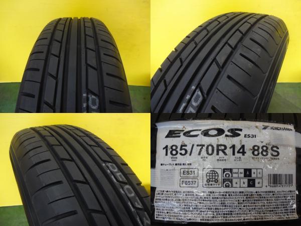 送料無料 ヨコハマ ECOS ES31 185/70R14 トップラン 5.5J +39 4H100 ノート シビックハイブリッド カローラフィールダー アクシオ 埼玉_画像4