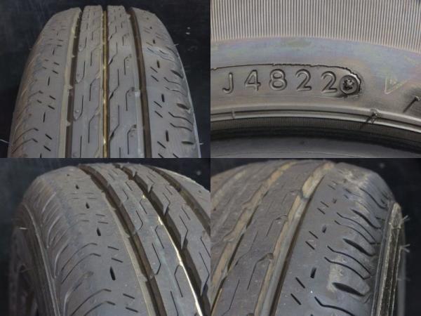 バリ溝 中古 夏タイヤ 145/80R12 80/78N 22年製 ブリヂストン R680 新品 ホイール KT-10 4.0J-12 4H 100 +42 軽トラ 軽バン 白河の画像2