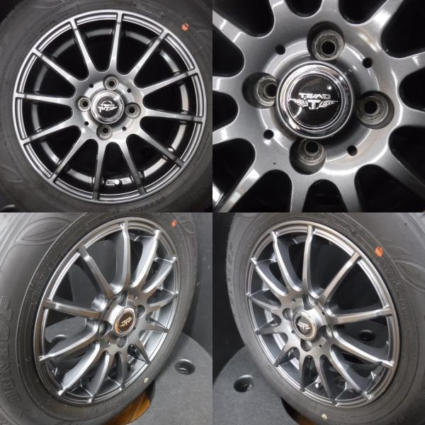 【中古】即決 送料無料 中古 サマータイヤ ダンロップ EC300+ 175/70R14 日本製 WEDS TEAD 14インチ 5.5J +42 4H100 ガンメタ アルミ 4本セ