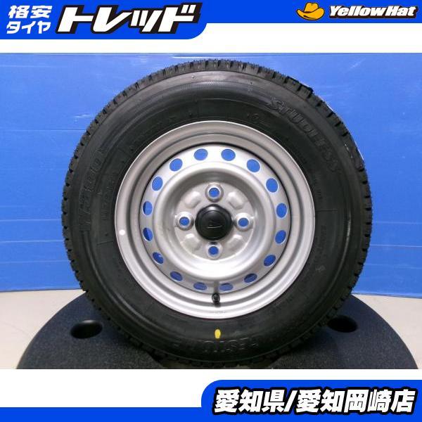 中古ホイール 新品冬タイヤ ブリヂストン W300 145/80R12 + ハイゼット純正スチール 12インチ 軽バン 軽トラック 軽箱 岡崎_画像1