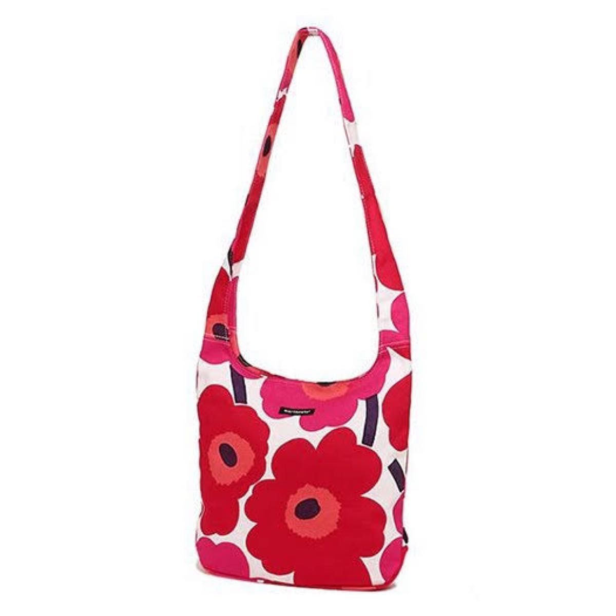 未使用◎マリメッコmarimekko UNIKKO ショルダーバッグ レッド CLOVER ウニッコ 可愛い！