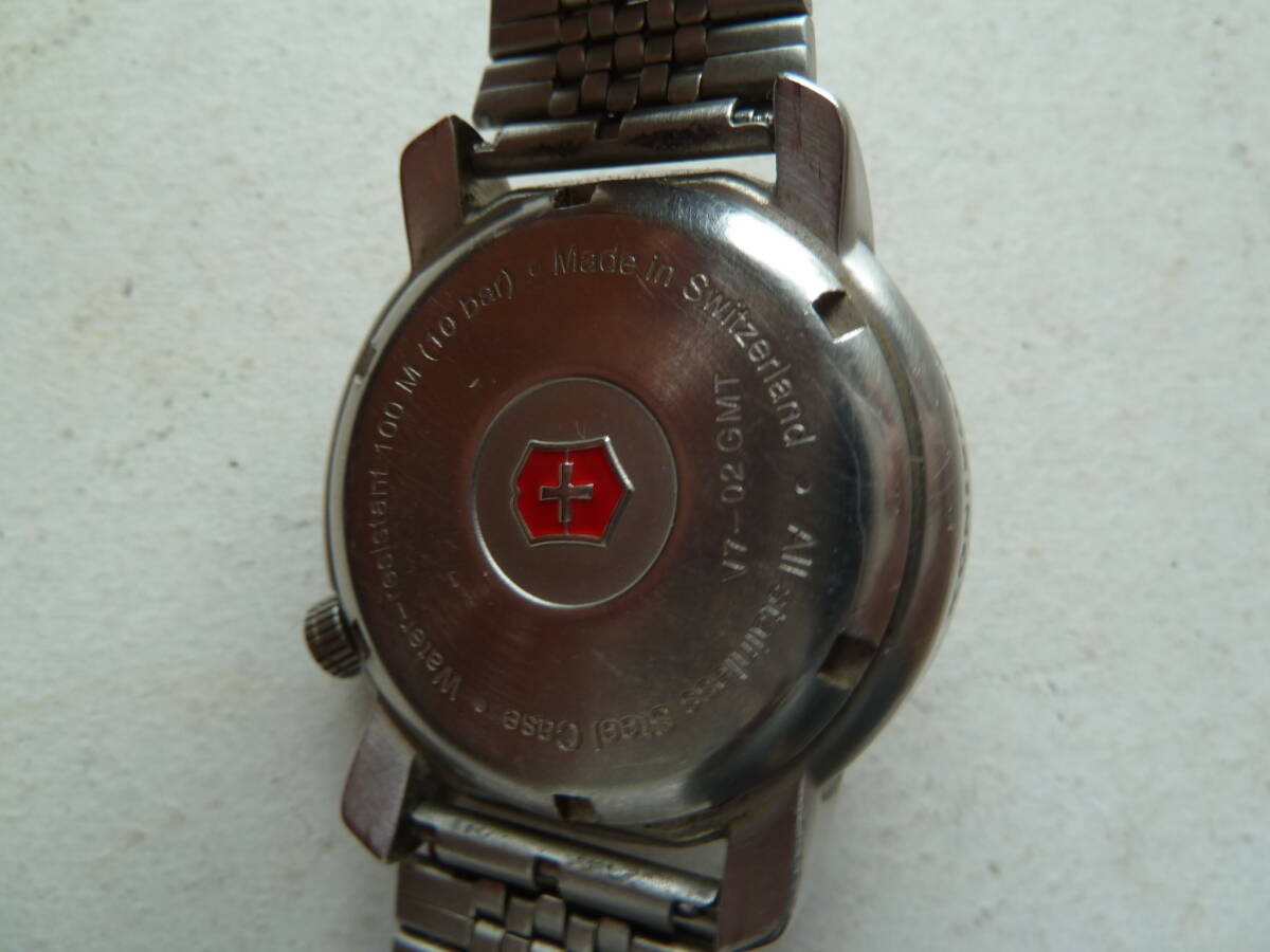 VICTRINOX　ビクトリノックス　メンズ　クォーツ　腕時計　V7-02　GMT　青文字盤　電池交換済み　稼働品　スイスミリタリー_画像6