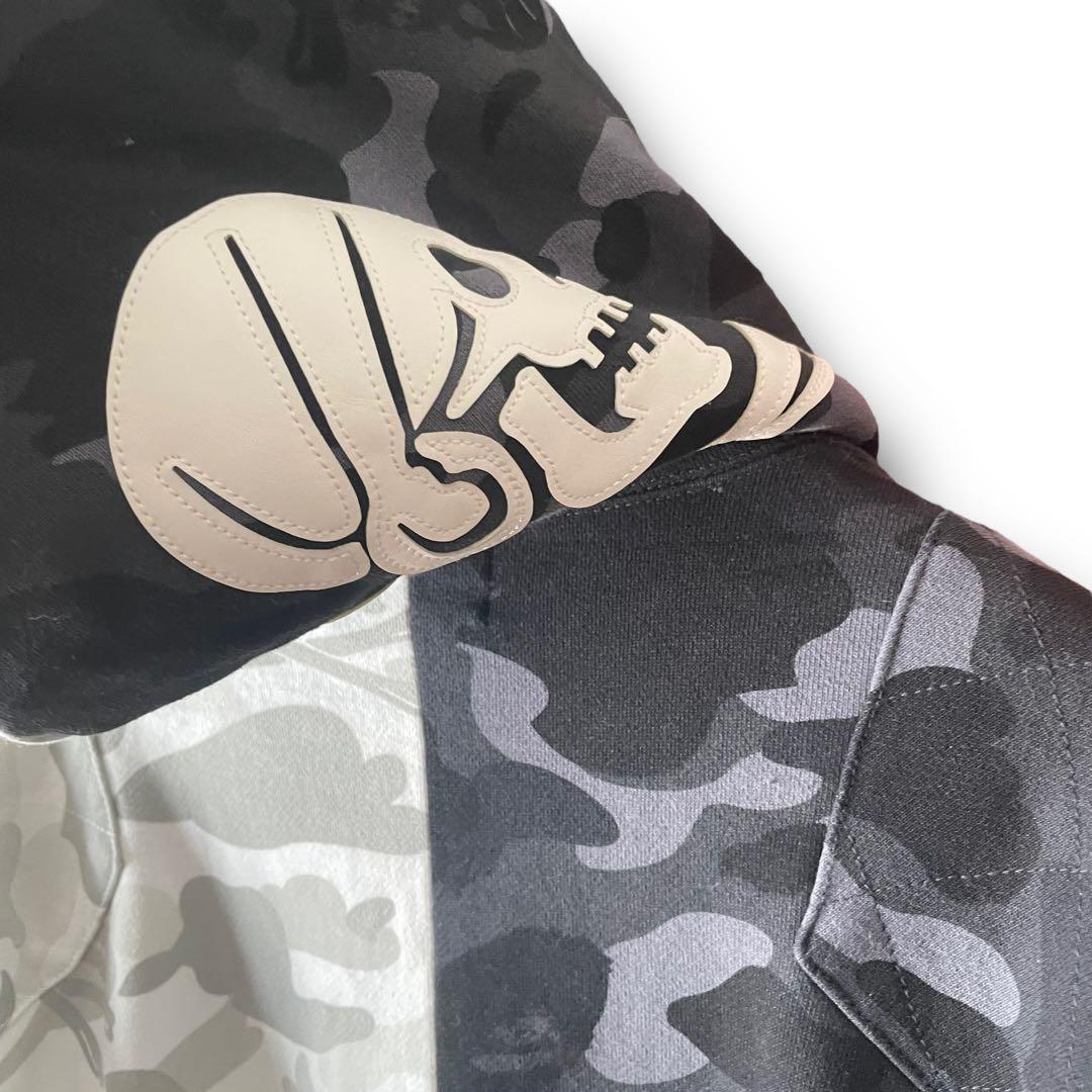 希少size XL NEIGHBORHOOD × A BATHING APE ネイバーフッド × エイプ カモフラ シャーク パーカー フーディ 日本製_画像3