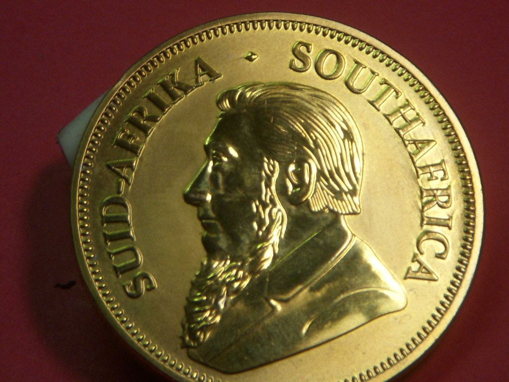 おたから クルーガーランド金貨 Krugerrand ２０２１年発行の金貨（金メッキ）南アフリカ 参考美品 ケース無しの画像4