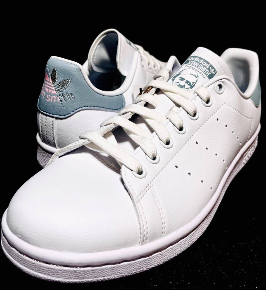 ☆送料込◆新品25.5cm◆adidas STAN SMITH アディダス スタンスミス フットウェアホワイト/マジックグレー/ピンク/シルバー 刺繍 WMNS_画像1