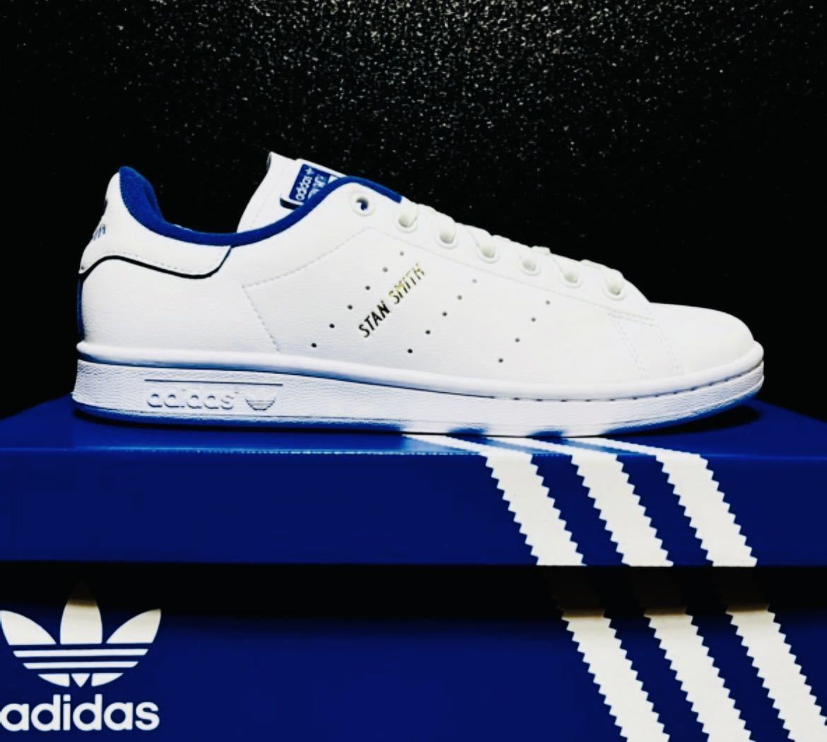 ☆送料込◆新品24.5cm◆adidas STAN SMITH アディダス スタンスミス フットウェアホワイト/ブルー/ゴールド 金ロゴ_画像1