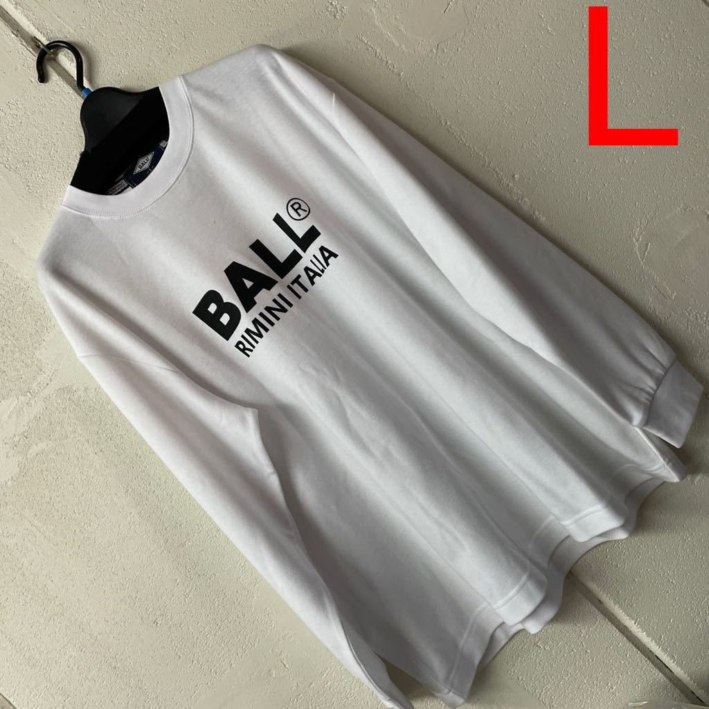 サンプル品LサイズメンズBALL長袖Tシャツ白_画像1