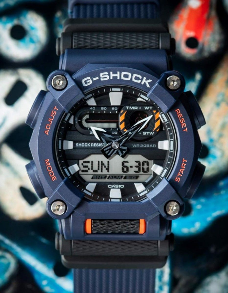 ■新品【G-SHOCK】工業デザインモチーフ ヘビーデューティーデジタル&アナログコンビネーション、黒&紺、GA-900-2AJF