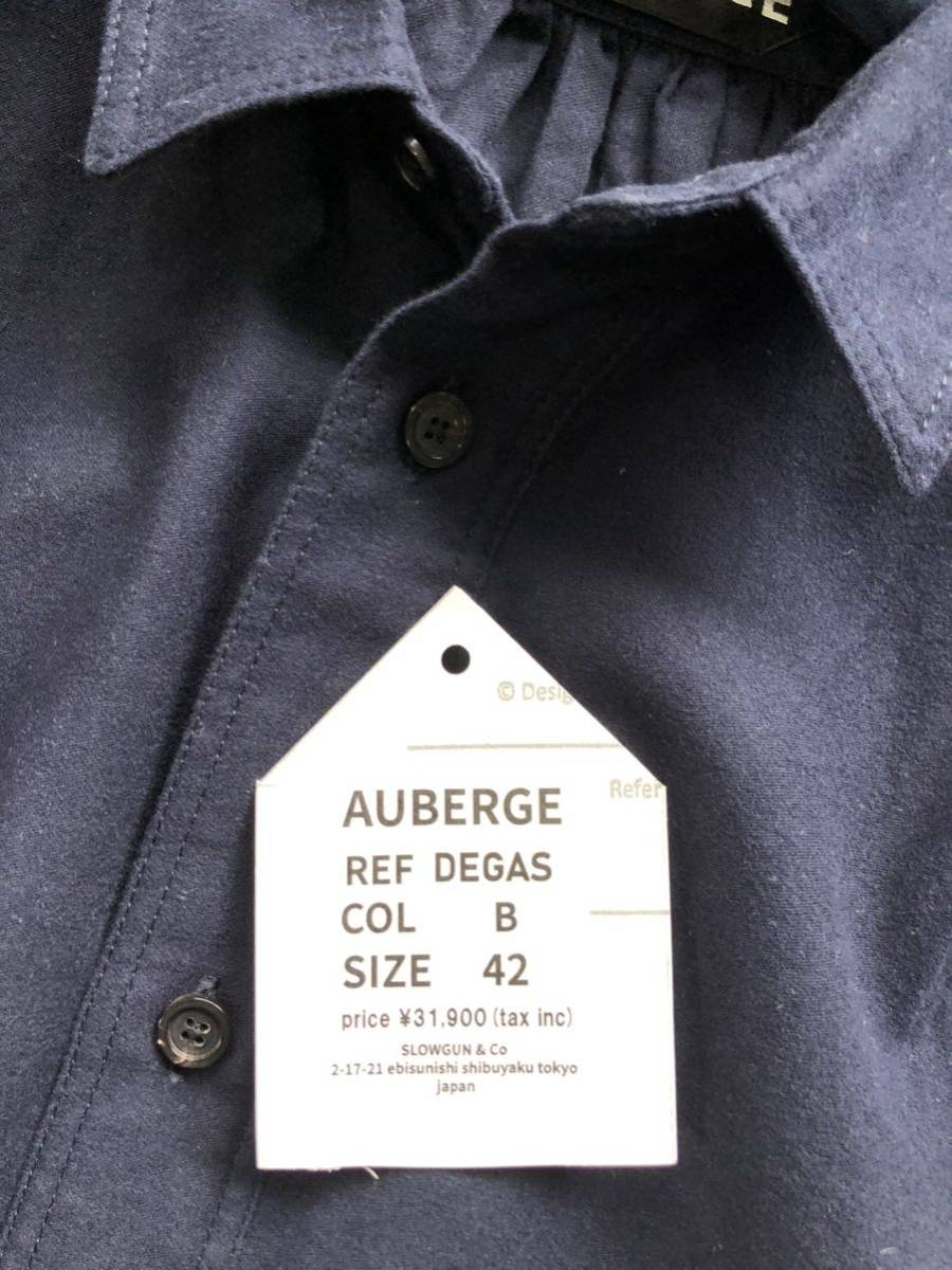 ★AUBERGE DEGAS ギャザーシャツ　ネイビー　サイズ４２　定価3.2万_画像5