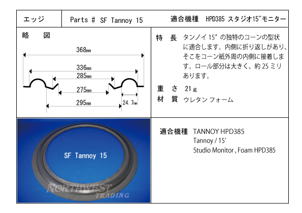 ★★☆タンノイ38㎝用ウレタンエッジ 　送料無料　エッジ2枚+接着剤+刷毛+マニュアル　全部で8,280円☆★★_画像2