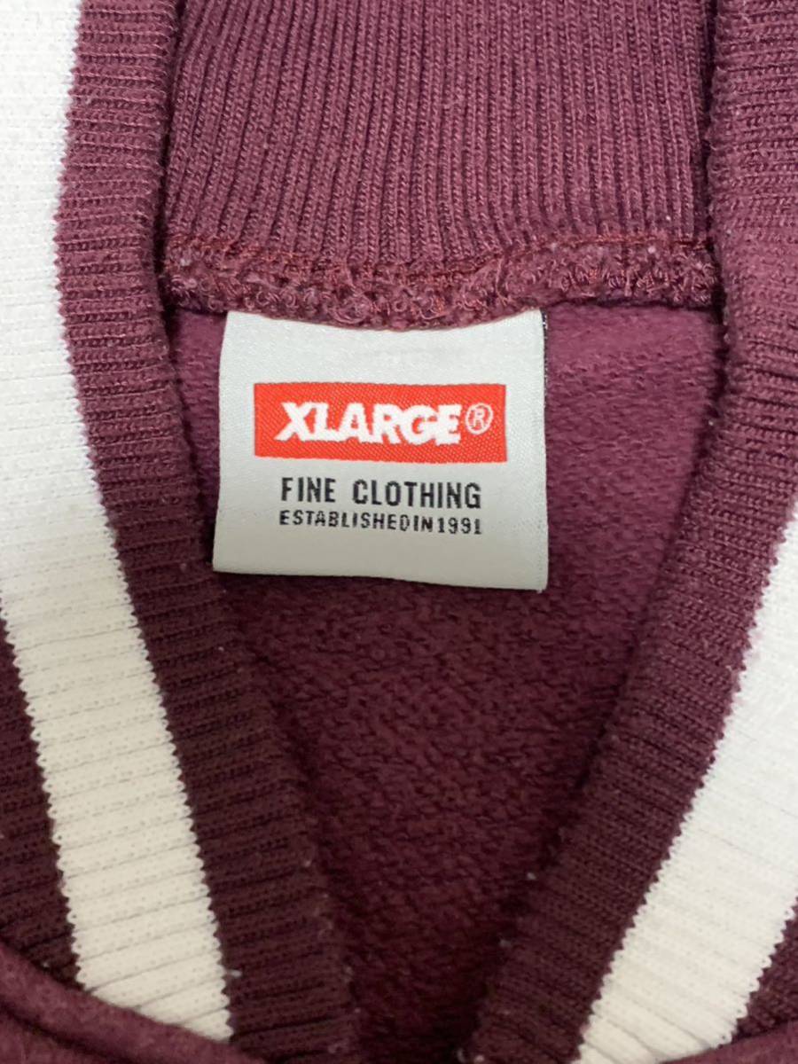 XLARGE◯エクストララージ◯ブルゾン◯スウェットジャケット バーガンディXLサイズ 古着 中古_画像3