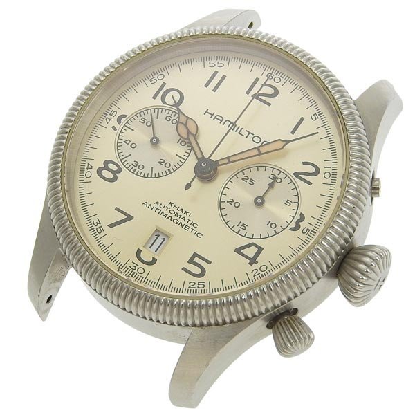 1円 稼働 ジャンク ハミルトン HAMILTON H604160 自動巻き カーキ クロノ シルバー文字盤 SS メンズ 腕時計_画像2