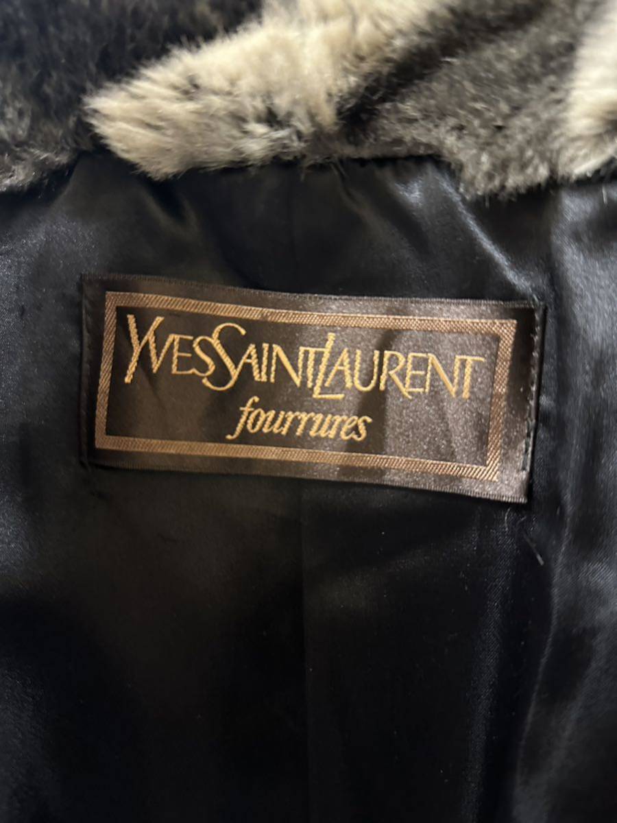 1円～ 極美品 未使用級 Yves Saint Laurent イヴサンローラン 毛皮コート ハーフ丈 レディース メンズ フリーサイズ_画像3