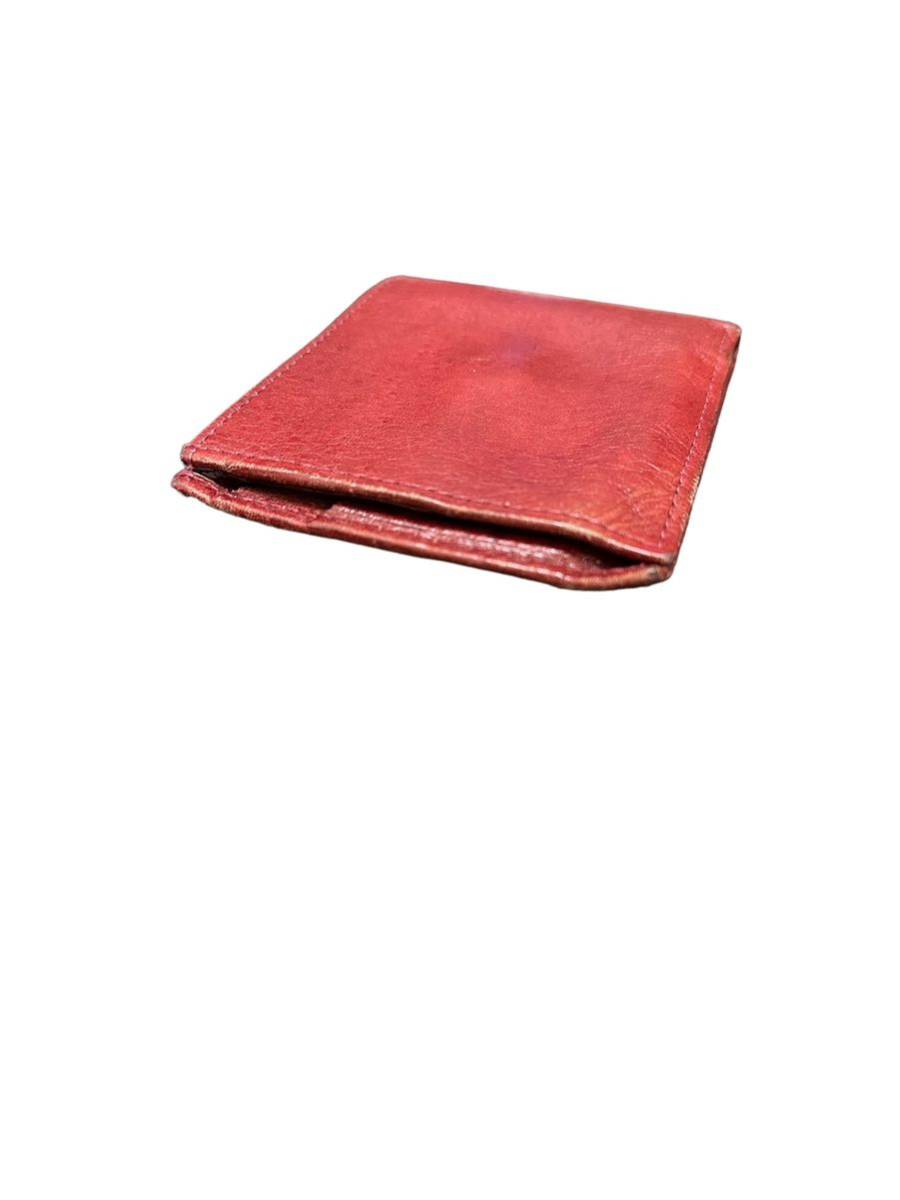 中古 二つ折り財布 薄型 コンパクト Dakota ダコタ ミニウォレット イタリアンレザー レンガ_画像6