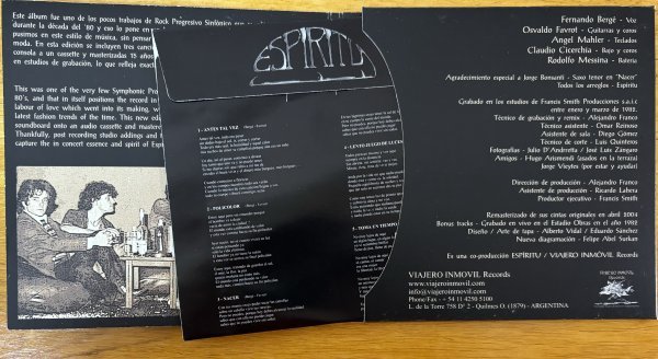 ◎ESPIRITU / III (アルゼンチン産Prog/1982年作3rd ) ※アルゼンチン盤CD(紙カンガルージャケ)【VIAJERO INMOVIL ESPIR017VIR】2004年発売_画像5