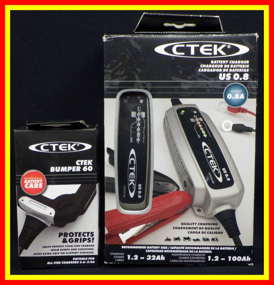 李8991 訳有 CTEK シーテック US0.8 バッテリーチャージャー 充電器 + バンパー セット_画像1
