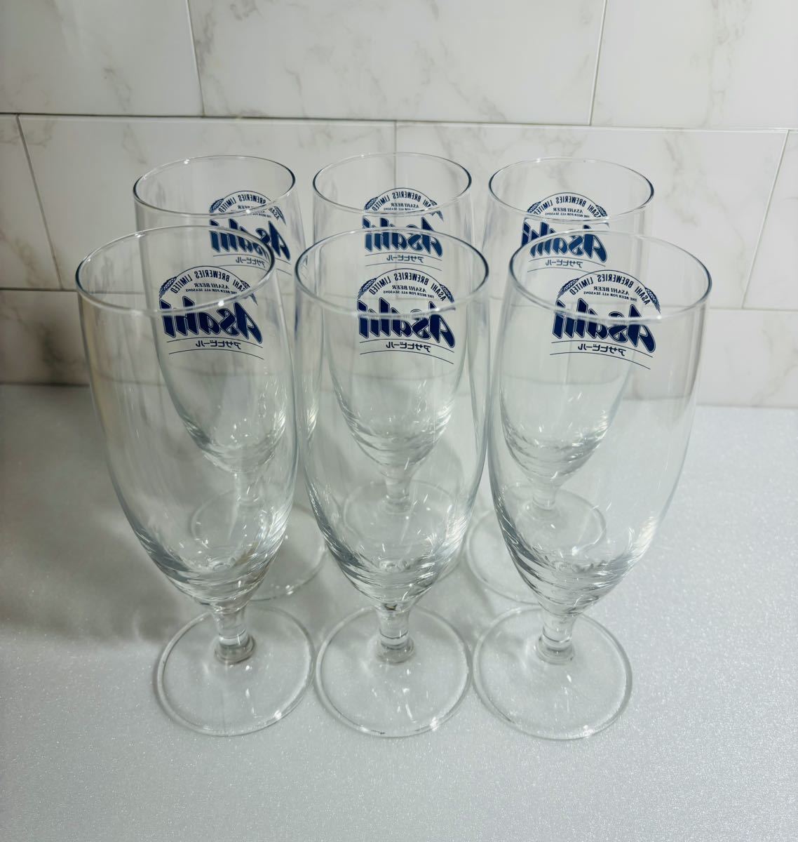OR1】 アサヒ ビールグラス 6個セット ピルスナーグラス コップ 足付き ビアグラス _画像5
