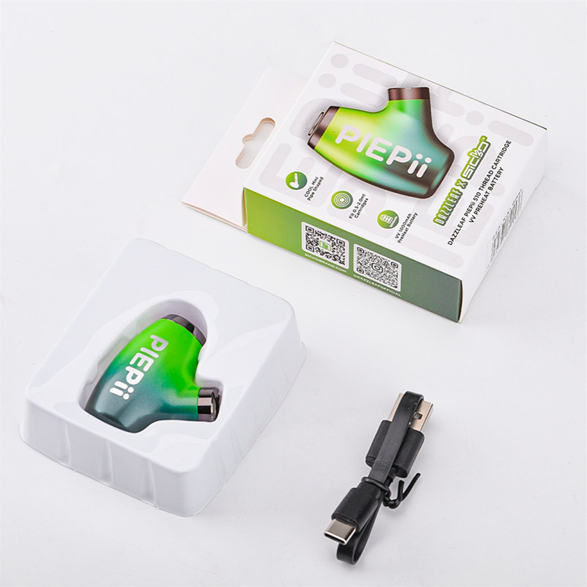 Dazzleaf PIEPii パイプ型 VV バッテリー 510規格 低電圧 本体 モッド ベイプ カートリッジ mod airis vape no thc cbd cbg cbn フルガラスの画像9