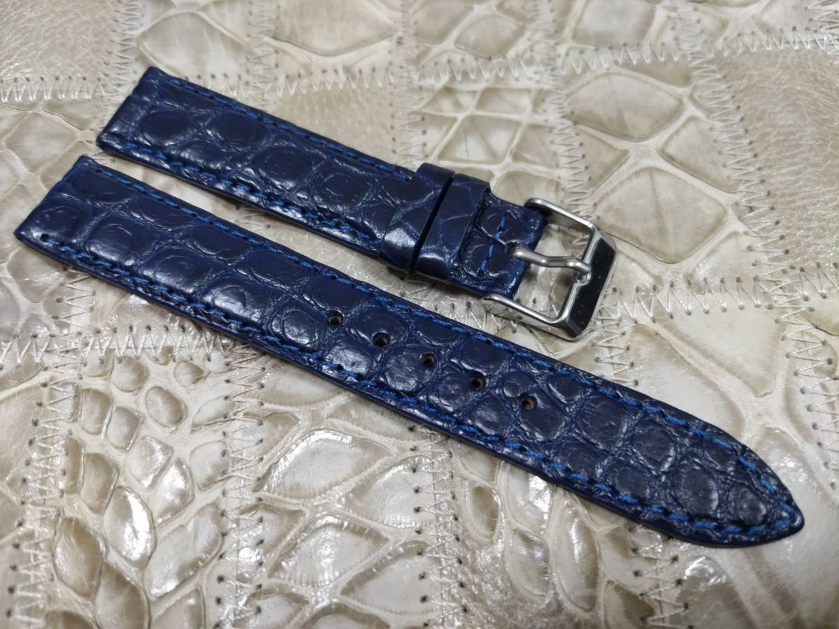  free shipping genuine article crocodile 18mm navy fine quality wani leather arm belt for clock 