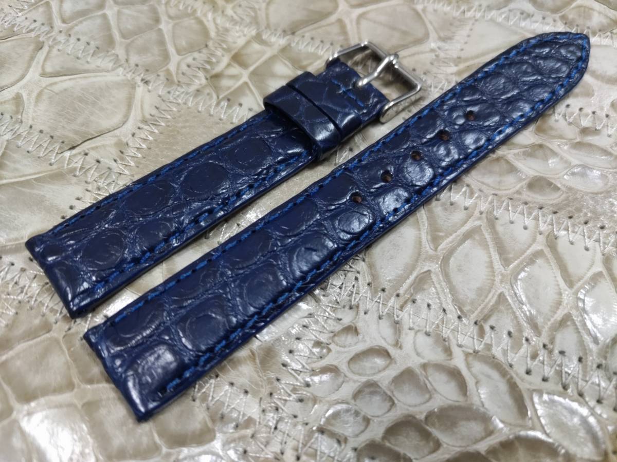  free shipping genuine article crocodile 18mm navy fine quality wani leather arm belt for clock 
