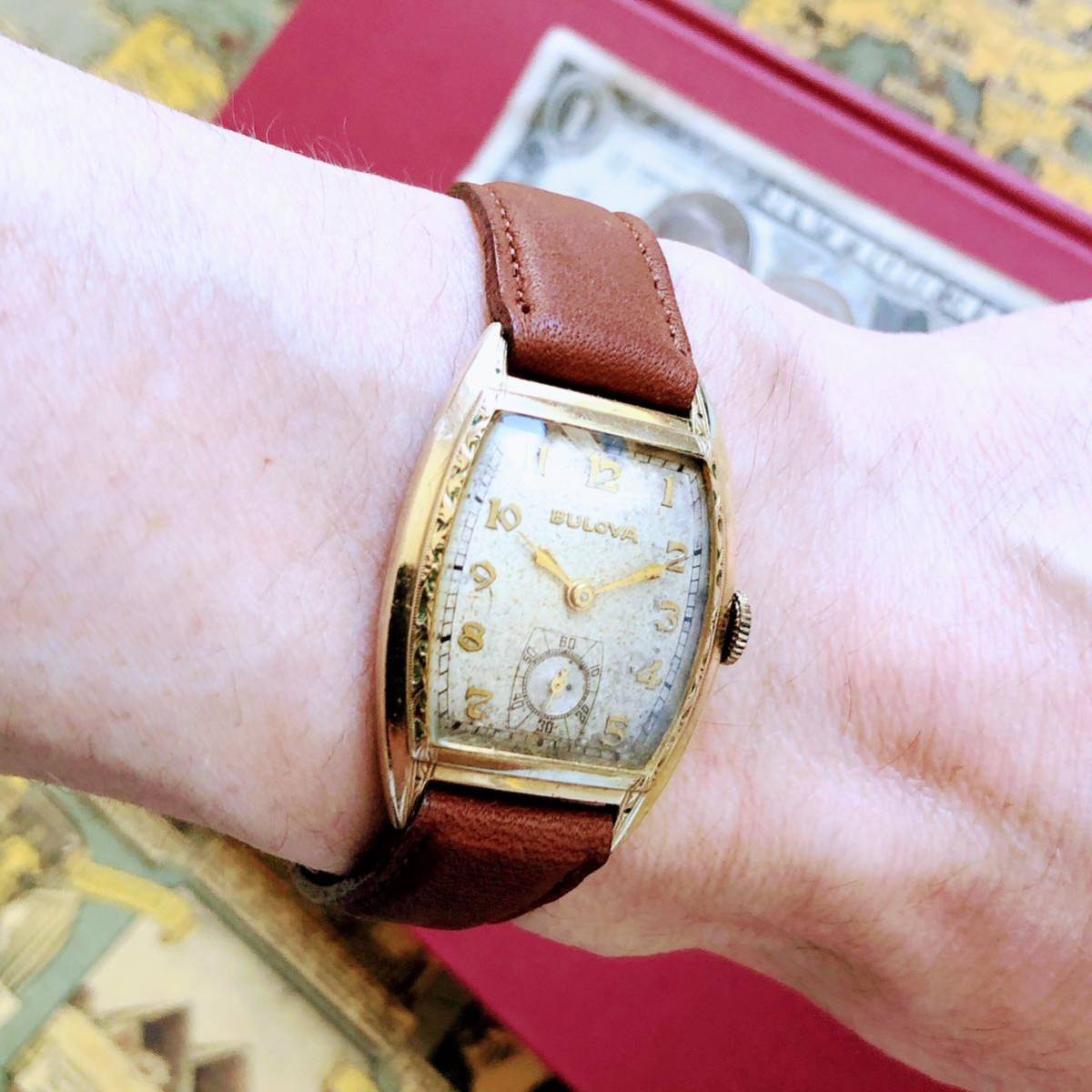 #2964【１円スタート】メンズ 腕時計 ブローバ BULOVA 金メッキ 動作品 1949年 アンティーク ヴィンテージ 15石 機械式 手巻き ゴールドPの画像4