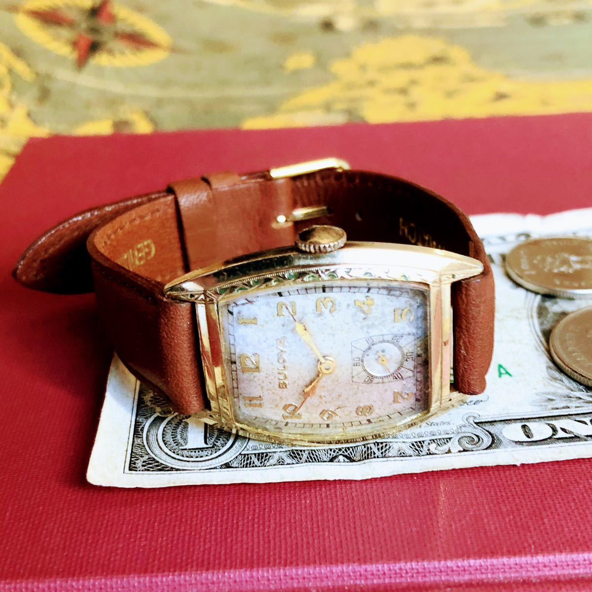 #2964【１円スタート】メンズ 腕時計 ブローバ BULOVA 金メッキ 動作品 1949年 アンティーク ヴィンテージ 15石 機械式 手巻き ゴールドPの画像7