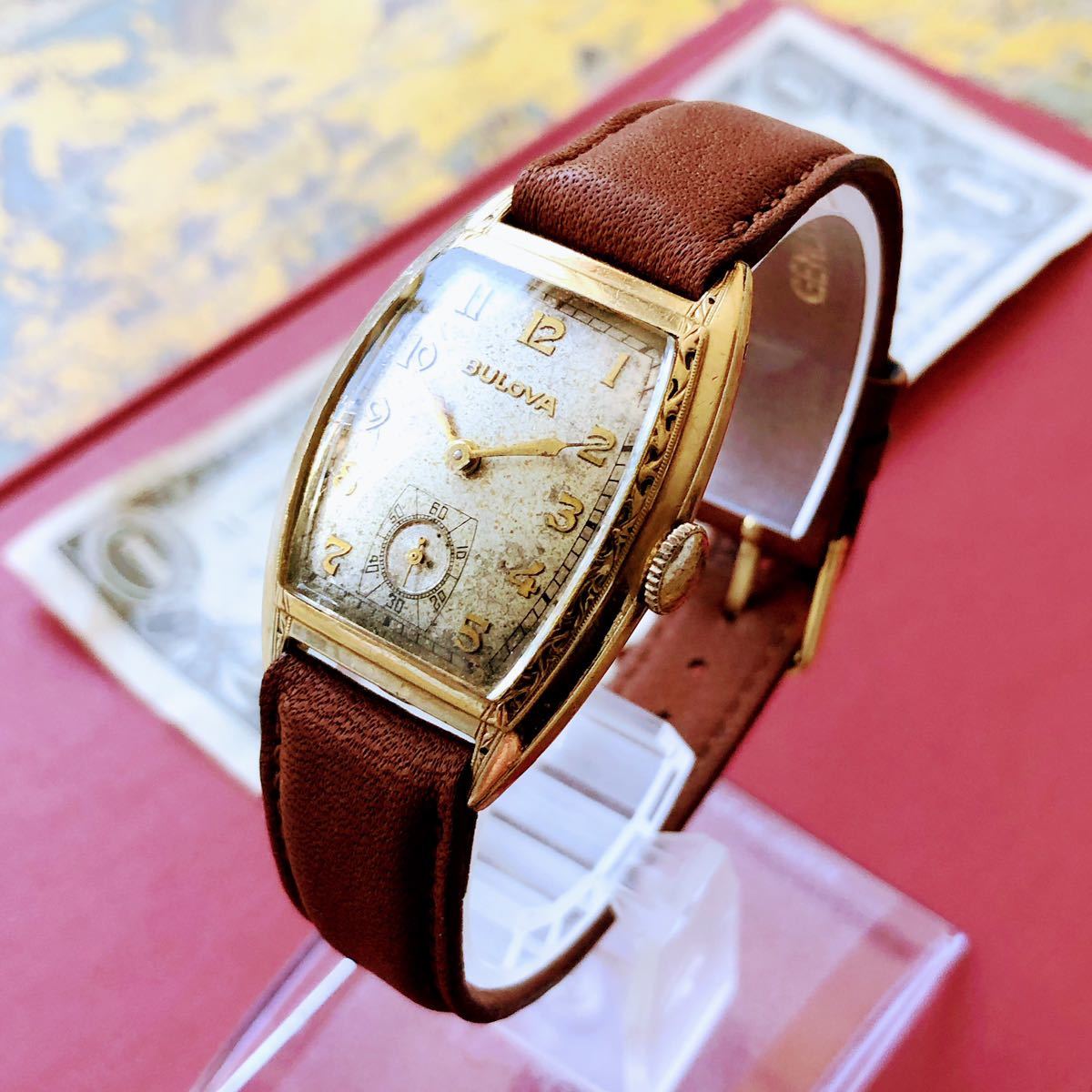 #2964【１円スタート】メンズ 腕時計 ブローバ BULOVA 金メッキ 動作品 1949年 アンティーク ヴィンテージ 15石 機械式 手巻き ゴールドPの画像2