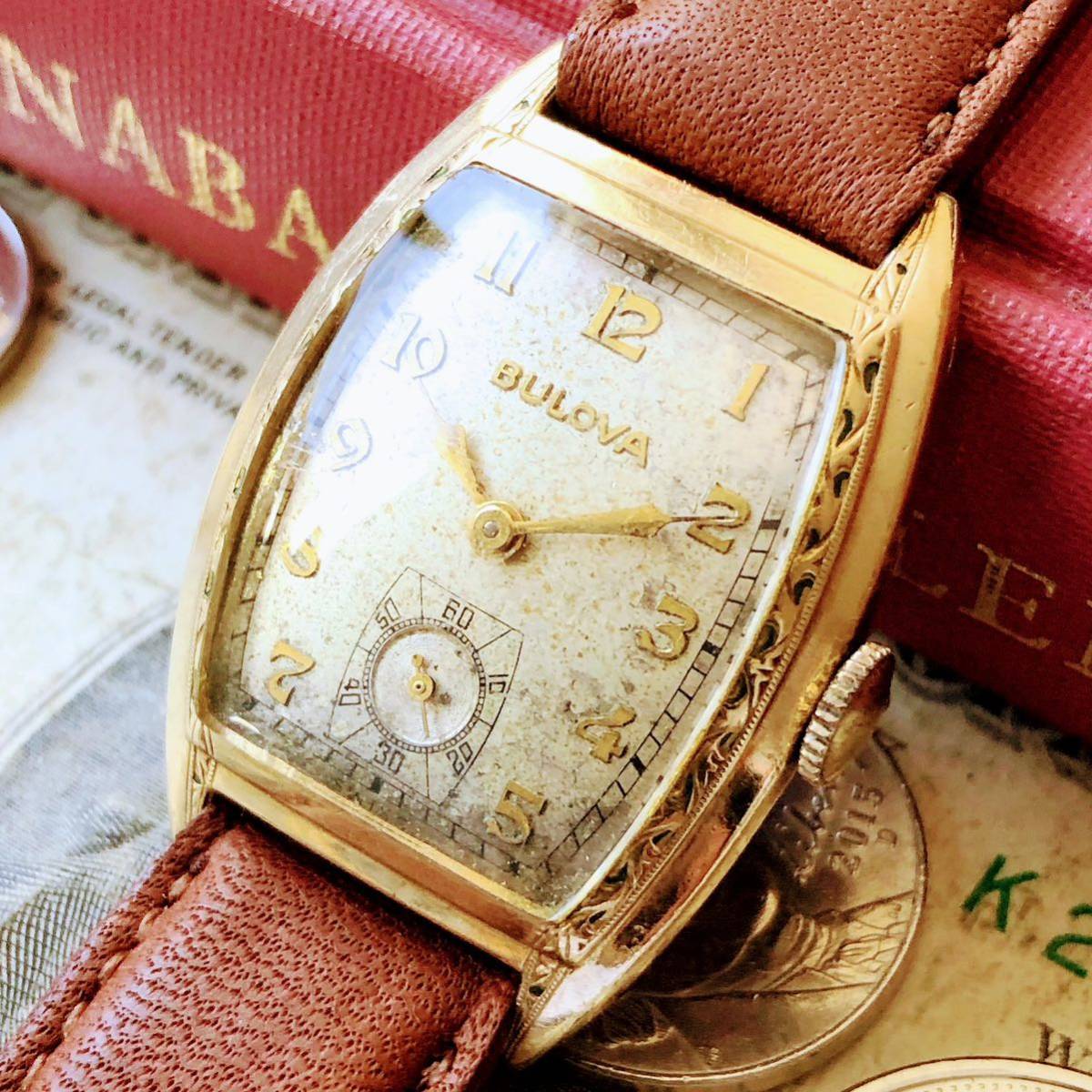 #2964【１円スタート】メンズ 腕時計 ブローバ BULOVA 金メッキ 動作品 1949年 アンティーク ヴィンテージ 15石 機械式 手巻き ゴールドPの画像1