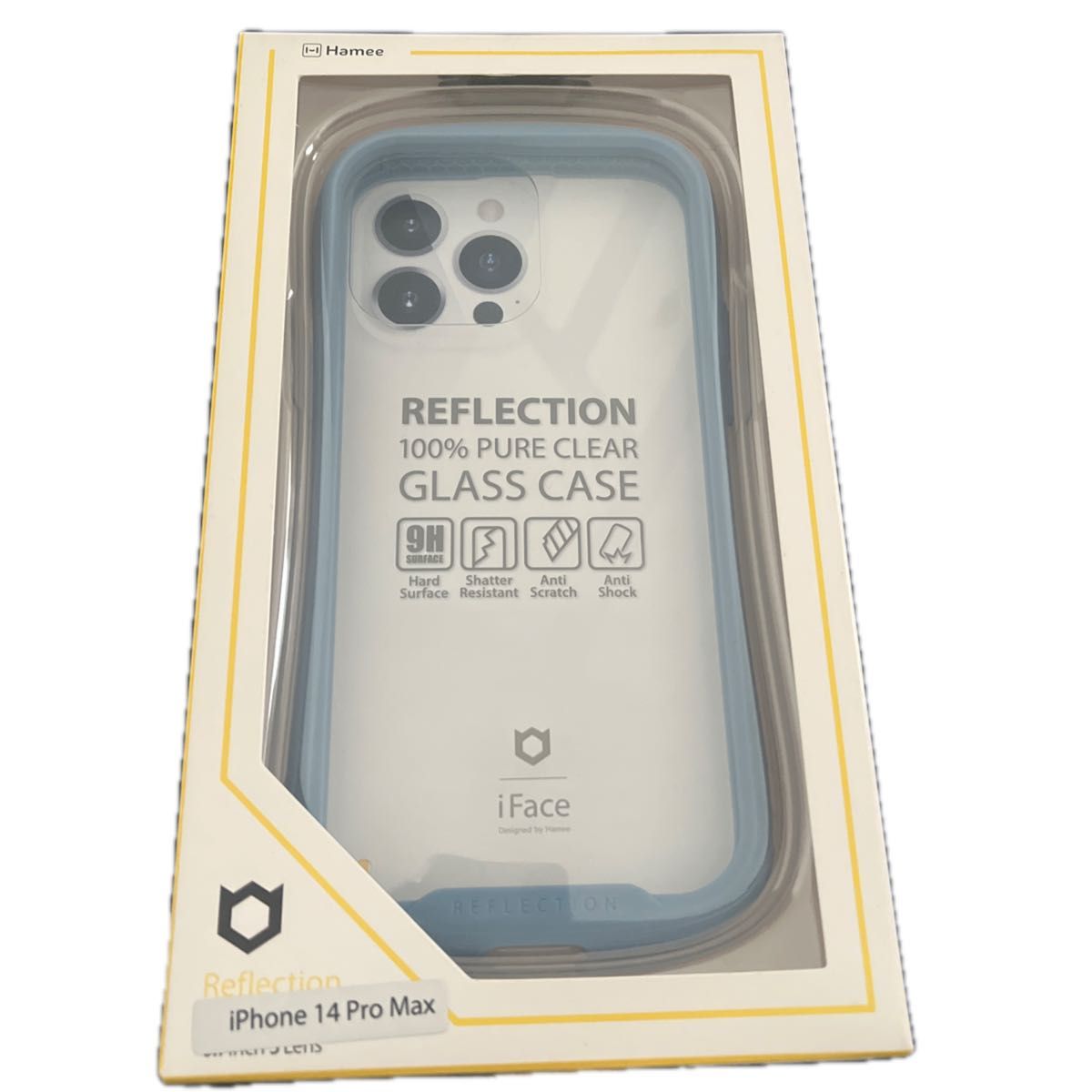 iFace Reflection iPhone 14 Pro Max ケース クリア 強化ガラス (ペールブルー) 