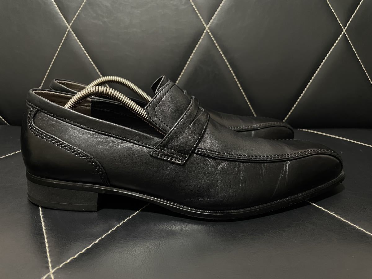 使用感少 madras MDL マドラス DS4063 25cm レザーシューズ 本革 革靴ビジネスシューズ コインローファー ロングノーズ ブラック メンズの画像4