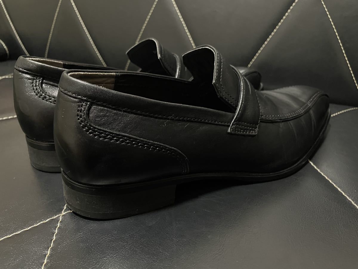 使用感少 madras MDL マドラス DS4063 25cm レザーシューズ 本革 革靴ビジネスシューズ コインローファー ロングノーズ ブラック メンズの画像5