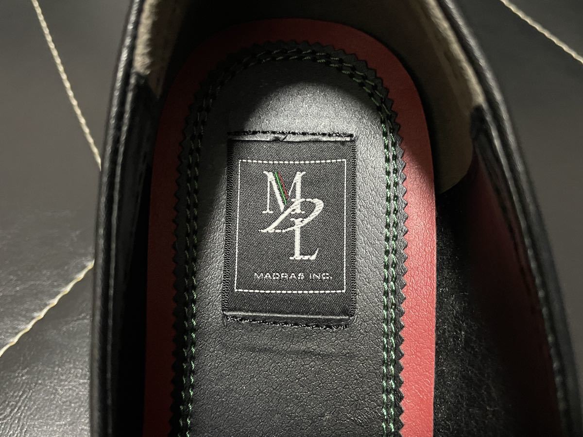 使用感少 madras MDL マドラス DS4063 25cm レザーシューズ 本革 革靴ビジネスシューズ コインローファー ロングノーズ ブラック メンズの画像8